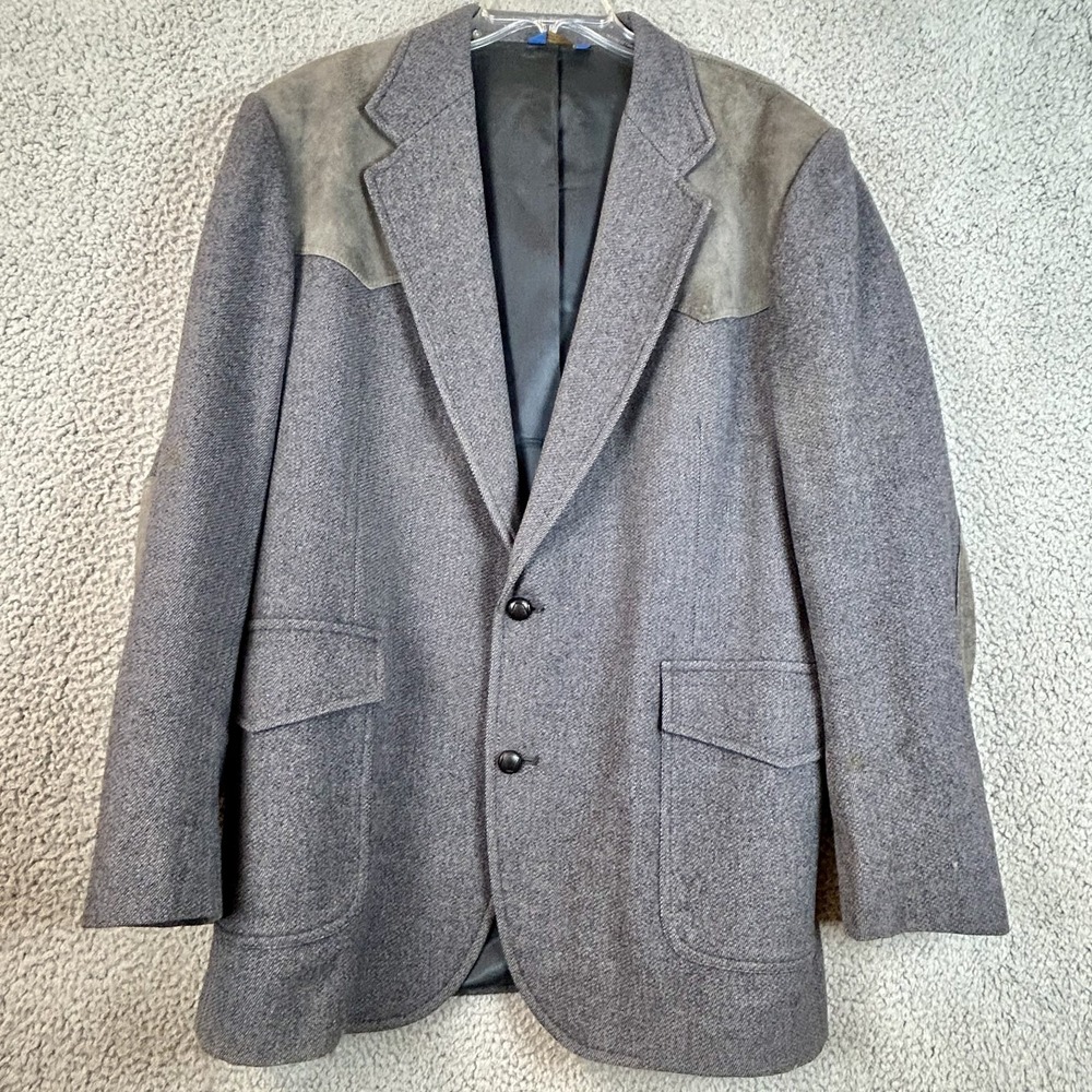 VTG Pendleton Suede Wool Blazer Tweed Coat 44 Long Western Cowboycore Americana